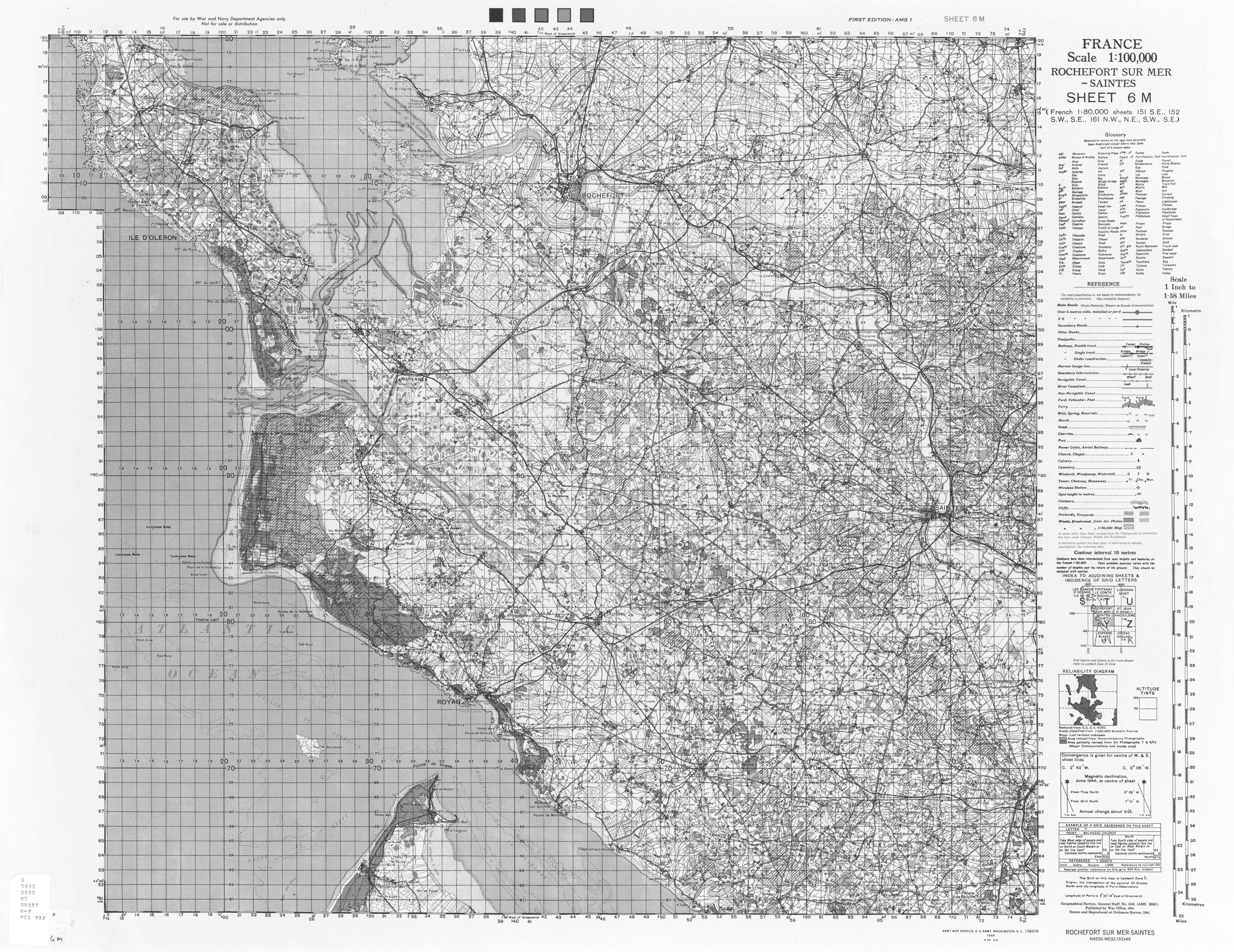 Map by the US Army Map Service - Rochefort Sur Mer Saintes - france 100k - txu-pclmaps-oclc-6477007-rochefort-sur-mer-saintes-6-m.jpg